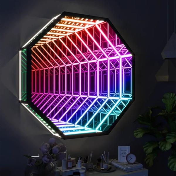 Decoração do quarto Delicado Art Deco Sinais de parede com LED Infinity Mirror