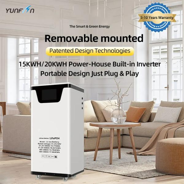 LiFePo4 51.2V 15KWH 20.48KWH 400Ah Домашняя литий-ионная батарея Хранение энергии с колесами