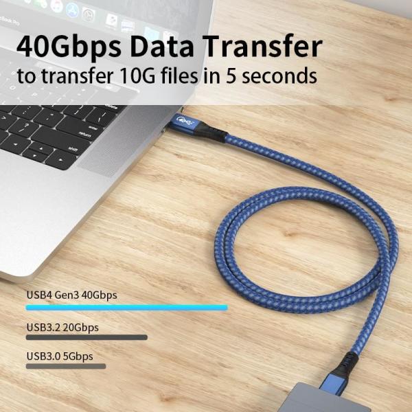 Плетеный кабель 0,5 м 0,8 м 1 м USB 4 40 Гбит/с PD 100 Вт Быстрая зарядка