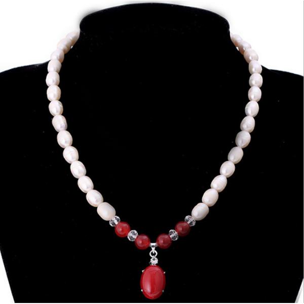 9-10mm natural freshwater pearl drops jade necklace sweater