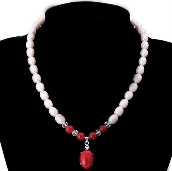 9-10mm natural freshwater pearl drops jade necklace sweater
