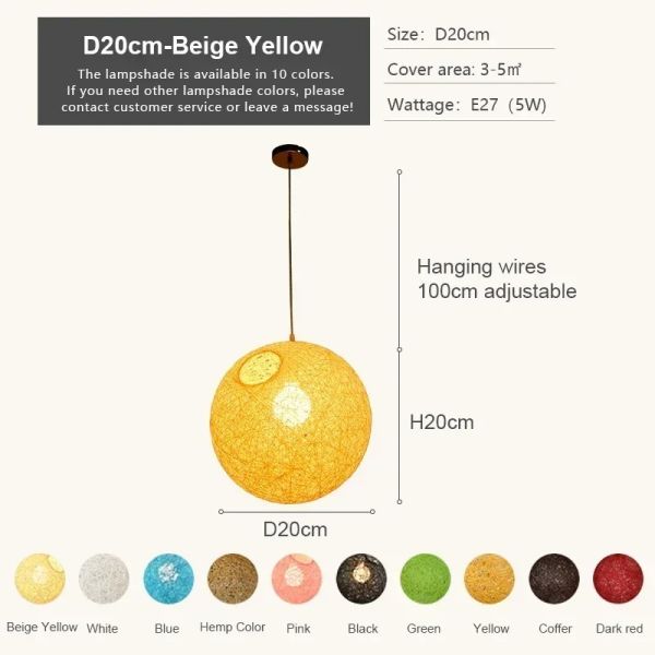 Loft Hanging Lamp Living Room Home Decoration Nordic Rattan Weaving Spherical Pendant light(WH-WP-145)