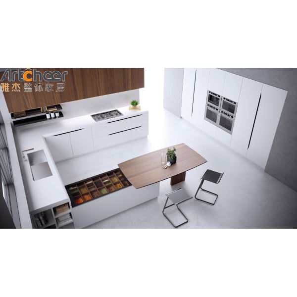 European Design Kitchen Cabinet with 3 Years Guarantee and Customized Color for Luxury Apartments