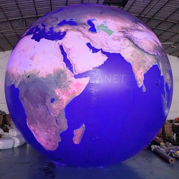 Publicidade Decoração de terra inflável Iluminação de bola de terra Balão planetário com luz LED