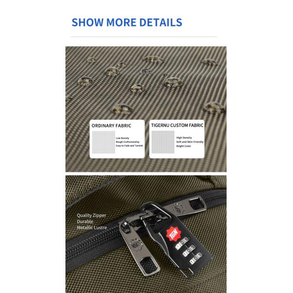 T-B3906 RFID Black Softback Waterproof Laptop Travel Backpack