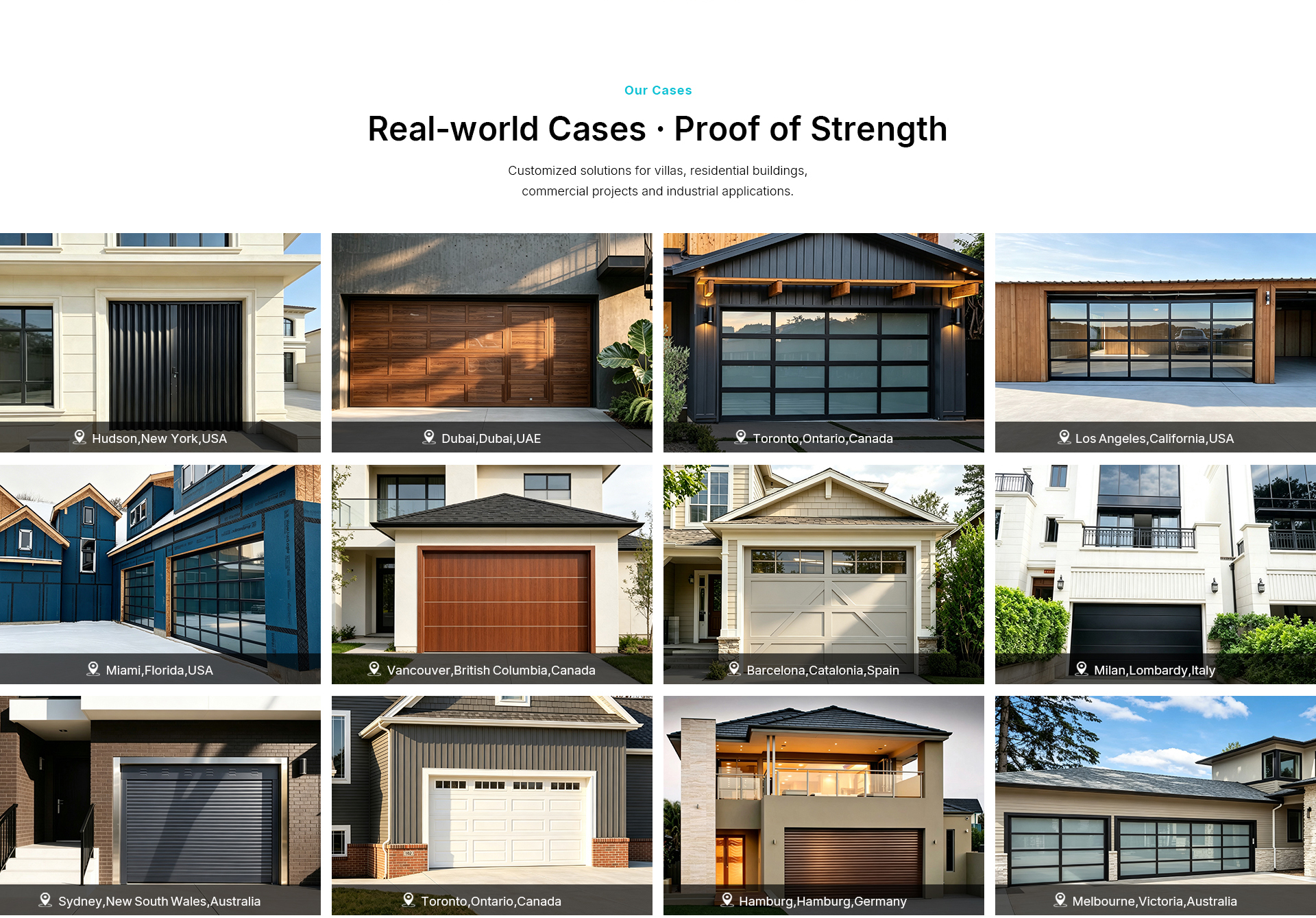 Custom Built Glass Panel Sectional Garage Door Full View Design Corrosion Resistant