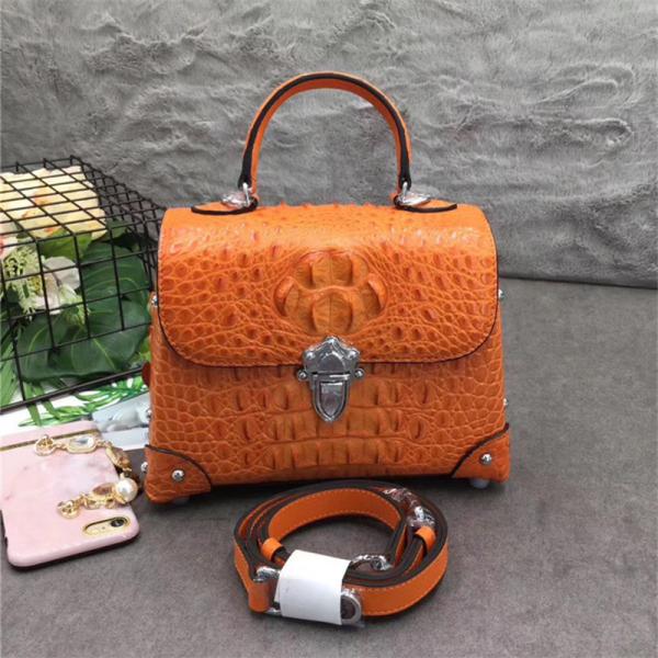 Fashion Designer Genuine Crocodile Skin Female Small Purse Studs Handbag Exotic Alligator Leather Lady Shoulder Bag