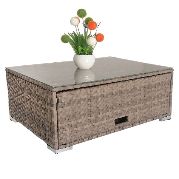 Set of 4 Wide Rattan Metal Frames Hot Sale Garden Furniture Set with Storage Table