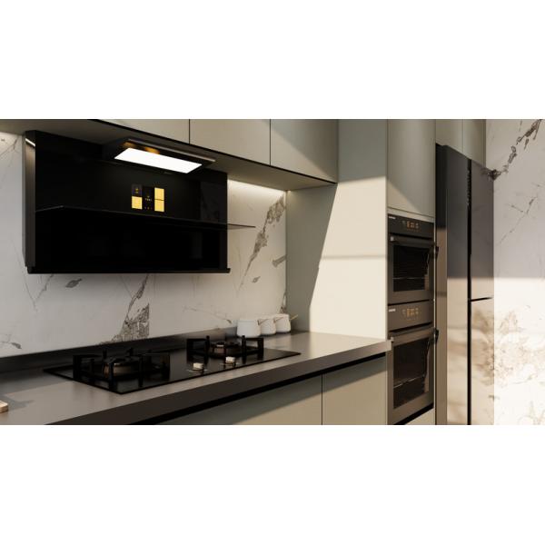 Sleek And Functional Green Bean Grey L Shape Kitchen Cabinets Modern Style