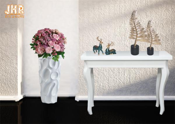 Creative Wavy Pattern Fiberglass Flower Pots / Floor Vases Lightweight