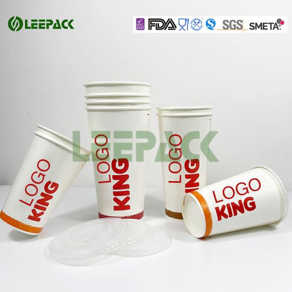 Red Pepsi Cold Drink Paper Cups For Cinema , Food Grade Ink Printing double PE coated single wall paper cup
