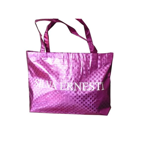 Charming 75g Square Veins Shining Coated Non Woven Carrier Bags With Zipper Closure