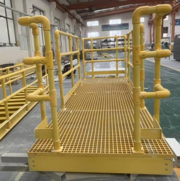 FRP GRP Weather Proof Fiberglass Handrail For Outdoor Steps Square Tube Handrail Frp Railing Systems