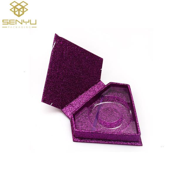 Cardboard Makeup Cosmetic Packaging Boxes Purple Glitter for False Eyelashes
