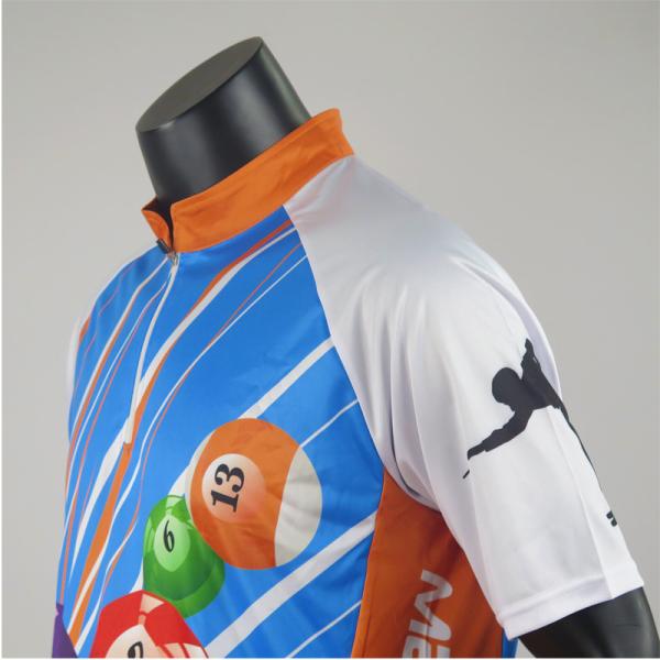 Free Design New Style Blue Custom Short Sleeve Billiards Pool Jersey For Men