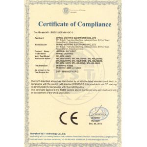 Spring-lighting Electronics Co.,Ltd Certifications