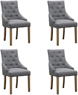 Upholstered Dining Chairs With Arms , Button Tufted Accent Chair Fabric Modern