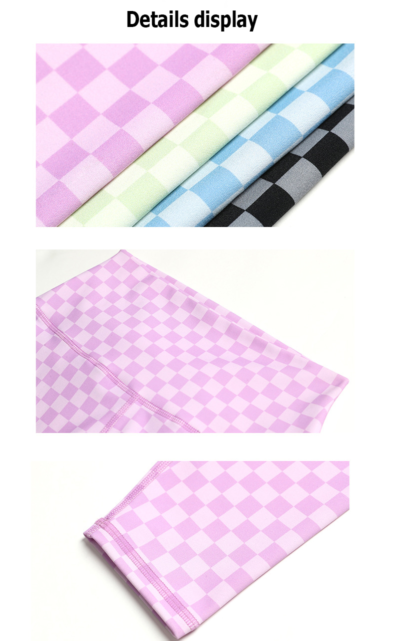 Решетка высокое Waisted шахматной доски брюк йоги XL женщин разминки Wicking пота
