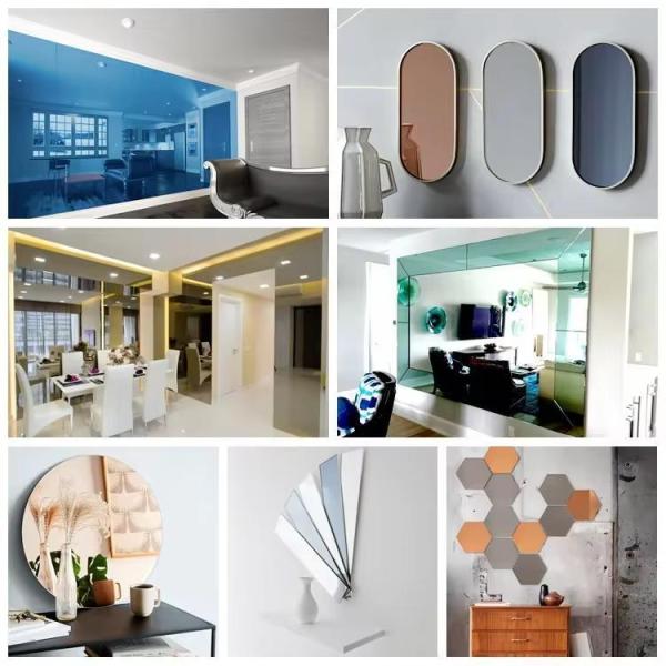 1.5mm 2mm 4mm 5mm Aluminum Mirror Glass/Silver Mirror/Copper Free Mirror/Colored Mirror Glass/Safety Bathroom Anti Fog Mirror Customized