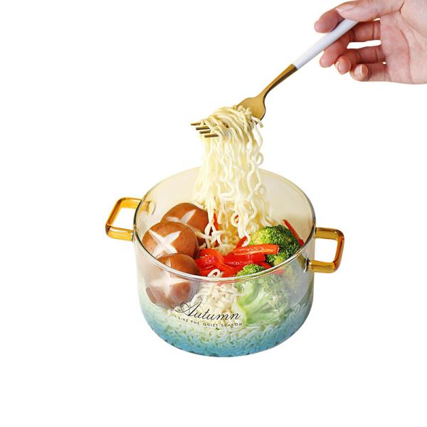 Simple Gradient Blue 4mm Glass Cutlery Salad Bowl