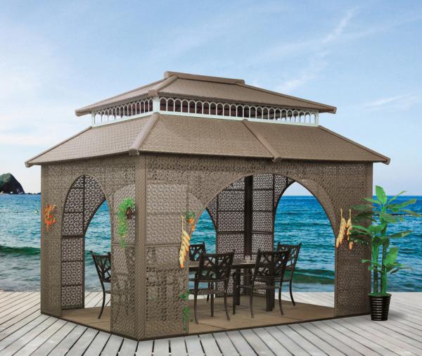 China garden house outdoor pavilion with sofa garden rattan tents 1115