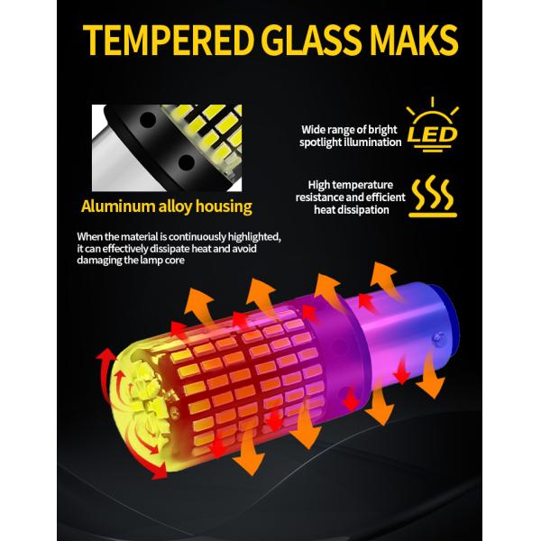 T20 144smd Car Led Bulb 1156 1157 7440 7443 White Yellow Red Light Led Turn Signal Light Driving Reverse Brake Light Bul