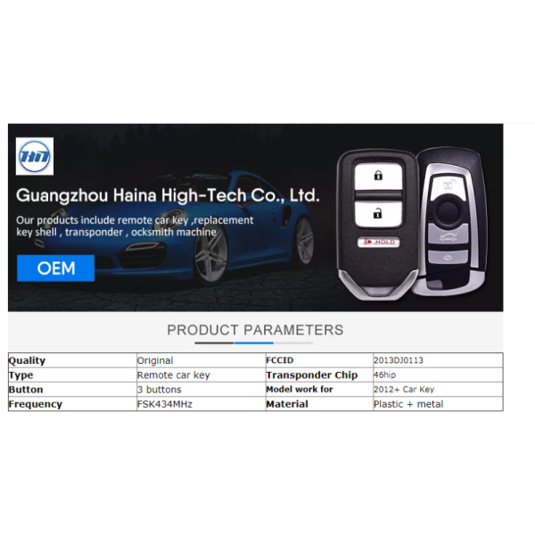 FSK434MHz 3 buttons 46chip Flip Controlled Auto Car Remote Key Folding Remote Entry 2013DJ0113