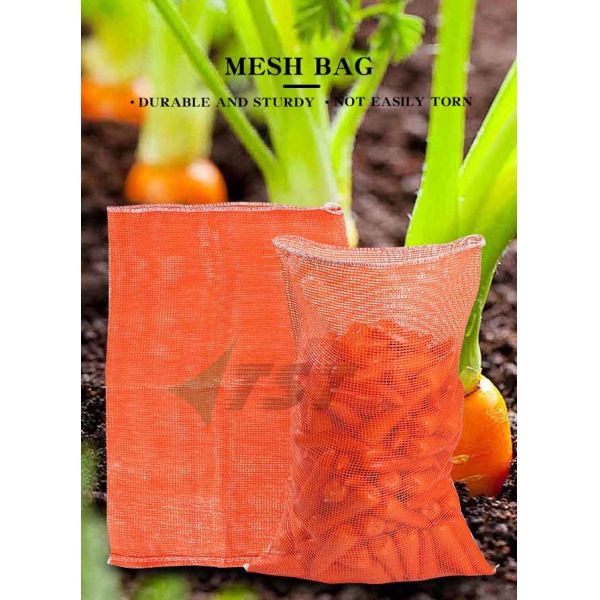 100% Polypropylene 25kg Orange Tubular Mesh Bags Vegetable Sacks Net Bags