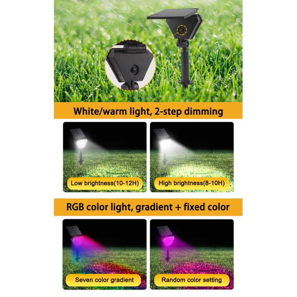 16LED Solar Lawn Light 12W Super Bright Beads Double Angle Adjustable With Removable Rod