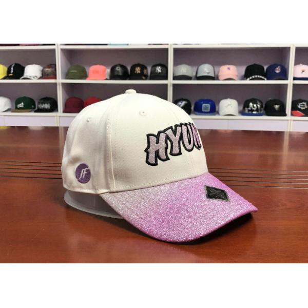 ACE Unisex Adjustable Custom 6 panels Glitter Cloth Embroidery Patch Baseball Curve Bill Cap