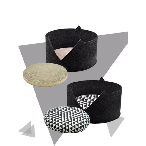 Simple Dog & Cat Bed Cave Detachable Foldable Suede Print Removable Washable Pet Tent Carton Pack