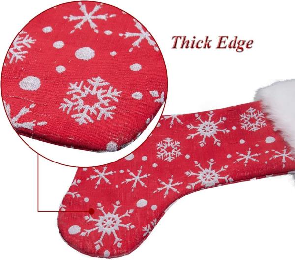 Red White Snow Pattern 21 Inches Christmas Stocking Double Layers Gift Holders Xmas Holiday Party Mantel Decoration