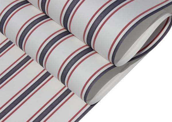 Mediterranean Modern Removable Wallpaper,Blue And Red Striped Wallpaper 0.53*10M