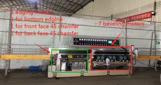 12 Spindle Glass Beveling Equipment, RoHS Glass Beveling Equipment, 15m/min Straight Line Edging Machine, Glass Edging Machine