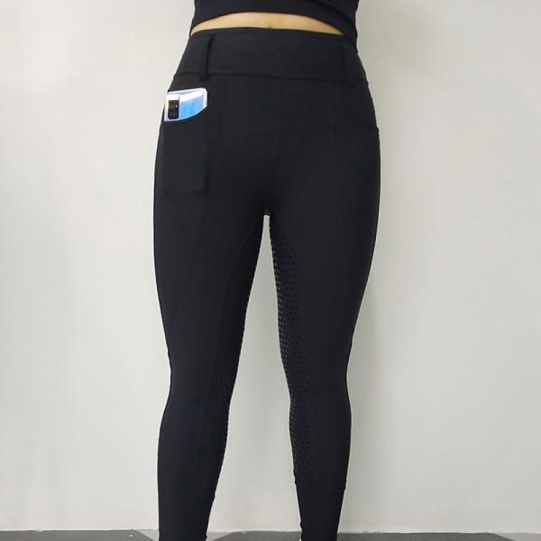 Black Horse Riding Jodhpurs Women Four Way Stretch Breeches With Silicone