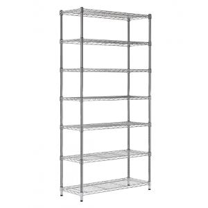 7 Tiers Industrial Chrome Plated Stackable Wire Shelving Units , 14 Inch Deep