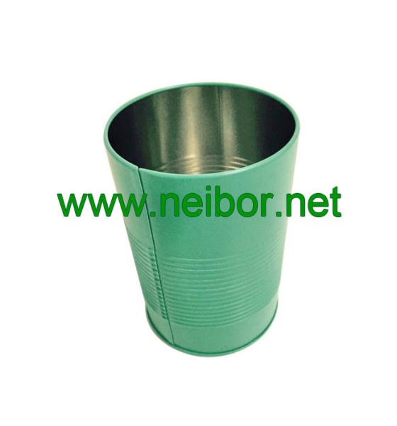 personalized round metal tin pen holder with raised rings