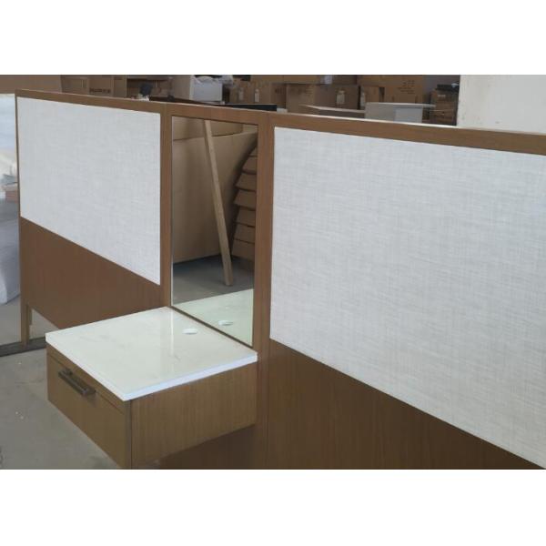 Oak Wood Frame Hotel Style Headboards For Twin Beds With Night Stand