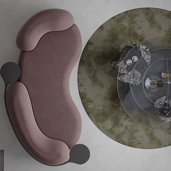 High density and high resilience foam 45 to 65 percent modern art round lounge sectional boucle velvet curved modular sofa