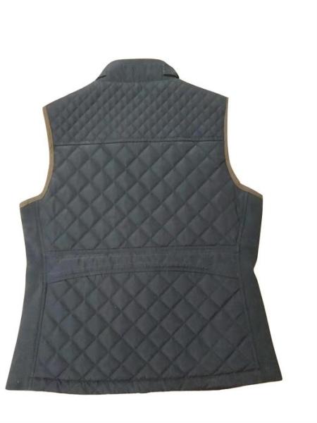 Navy Blue Black Long Quilted Vest Womens Ladies Padded Vest Woven Material