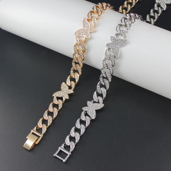 Fashion Hip Hop Butterfly Link Necklace Hiphop Cuban Chain Necklace For Women Men Gifts