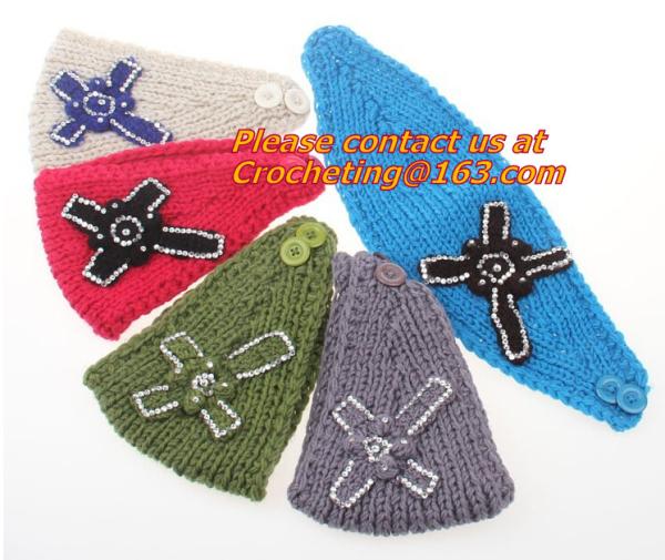 Embroidery bowknot Women's Knitted Head wrap Knitting wool crochet headband women cable