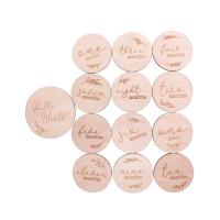 Baby Monthly Cards Wooden Cards, Double Sided wooden Discs,  Set of 13: Includes 12 Cards (4.1 Inch)
