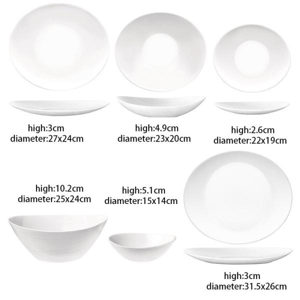 Restaurant Ingot Shaped Wind White Glass Ceramic Plate