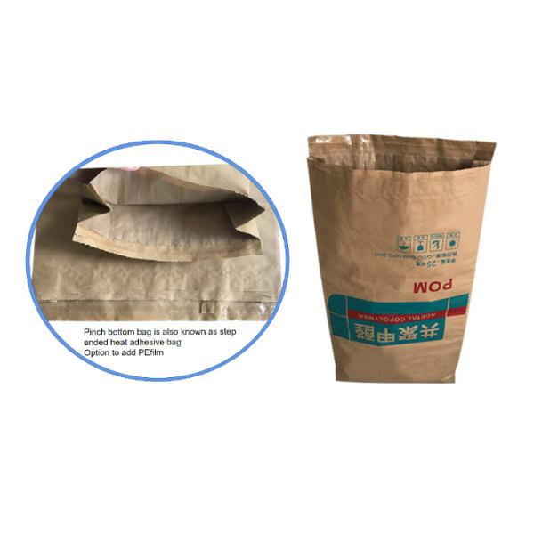 El material de construcción 120gsm soldó las bolsas de papel en caliente con la parte inferior del pellizco