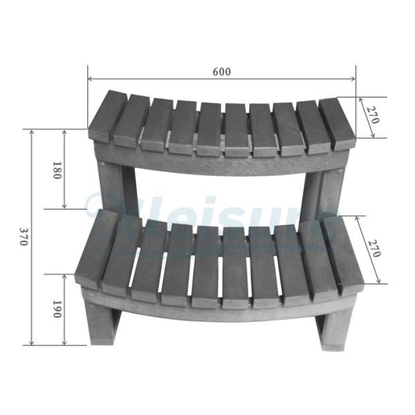Спа джакузи яруса синтетики 2 шагает погодостойкий серый цвет 600×550×370 Мм