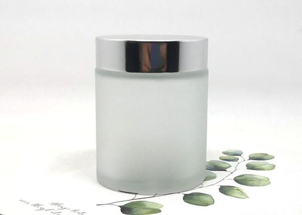 Oem Glass Makeup Containers Glass Face Cream Jars 50g Frosted With White Lids