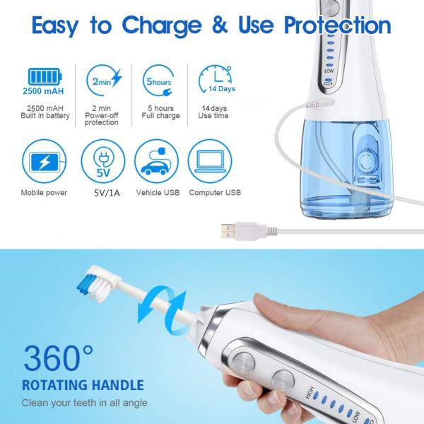 IPX7 Electric USB Rechargeable Portable Dental Water Flosser
