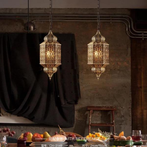 Metal Hollow Hanging Light Morocco Exotic Pendant Light for Turkish Southeast Asia Cloth Shop Light(WH-DC-20)