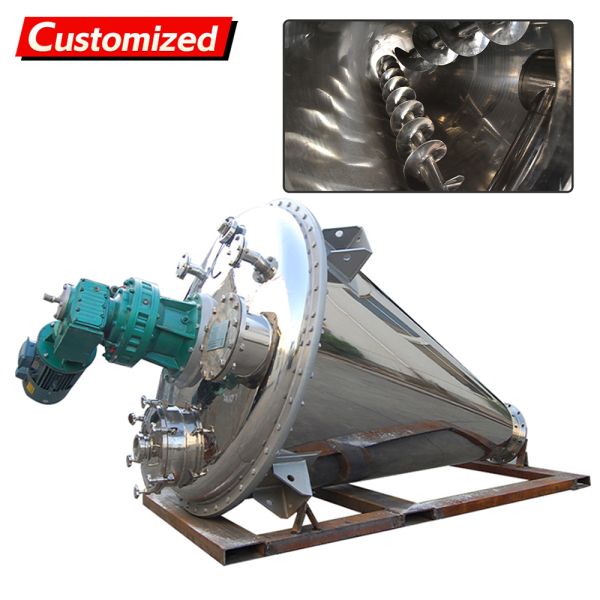 Custom Stainless Steel Twin-Screw Mixer with Wear-Resistant Alloy, Variable Speed Control, and Dual-Input Reducer